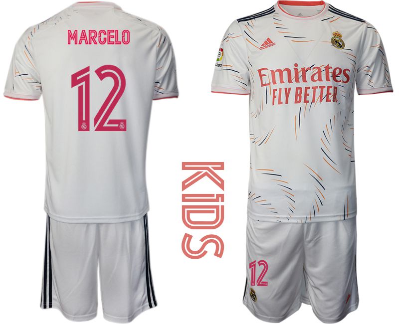 Youth 2021-2022 Club Real Madrid home white #12 Adidas Soccer Jersey->real madrid jersey->Soccer Club Jersey